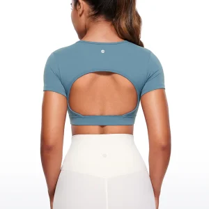 Butterluxe Open Back Cropped Short Sleeves