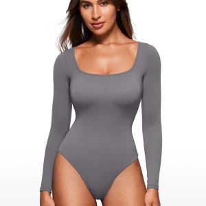 Butterluxe Square Neck Long Sleeve Bodysuits