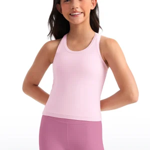 Butterluxe Girls Waist-Length Crewneck Tank Racerback