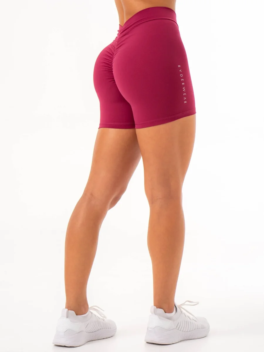 NKD V Scrunch Shorts - Wine - Image 6